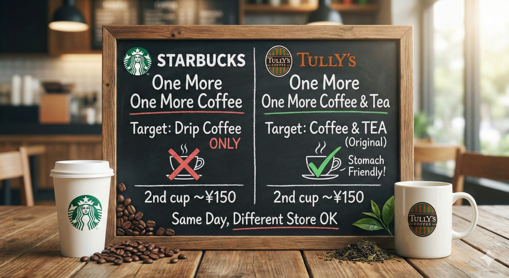 タリーズとスタバのワンモアコーヒー比較